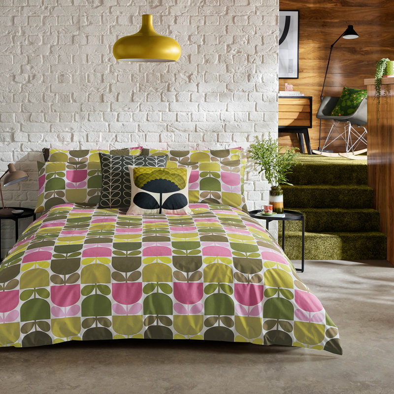  Multi Block Stem Multi 100% Cotton 200 TC Duvet Cover Set, Single