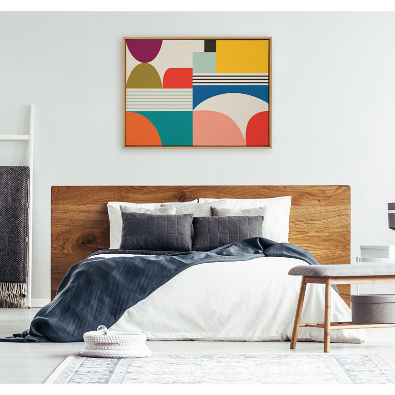 «Mid Century Modern Pattern» par Rachel Lee, 3 oiseaux, reproduction d'art sur toile encadrée, 38" H x 28" x 1.6" D