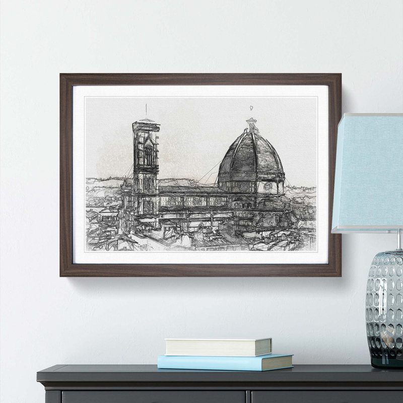 Florence Cathedral in Italy in Abstract - Framed Print, Walnut, 50cm H x 76cm W x 2cm D