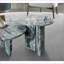 Blue Grey Natural Marble Nested Coffee Table Set for Living Room, Space-Saving &amp; Polished Surface