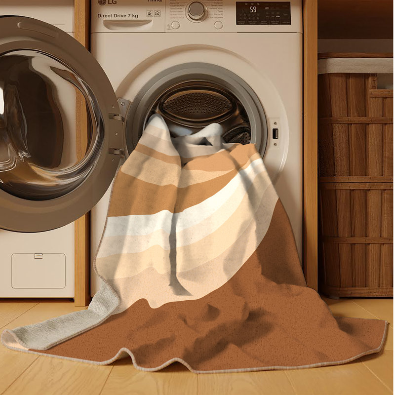Tapis beige lavable à la machine de couleur unie minimaliste Paxon, 6 po de diamètre