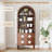Arched Solid Wood Storage Cabinet, Walnut Finish-1987157602
