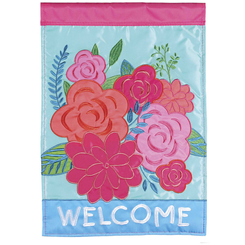 Drapeau fleurs de bienvenue 13 x 18