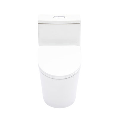 12 - Inch Rough In Ceramic Toilet, Dual Flush 1.24/1.43 , Soft Closing Pp Seat, Quiet & Efficient Flush, Skirted For Hygienic Toilet Use One Piece In, Cleaner Experience