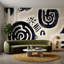 Papier peint abstrait à motif encre noire Spiral Motif-32450482-32450492