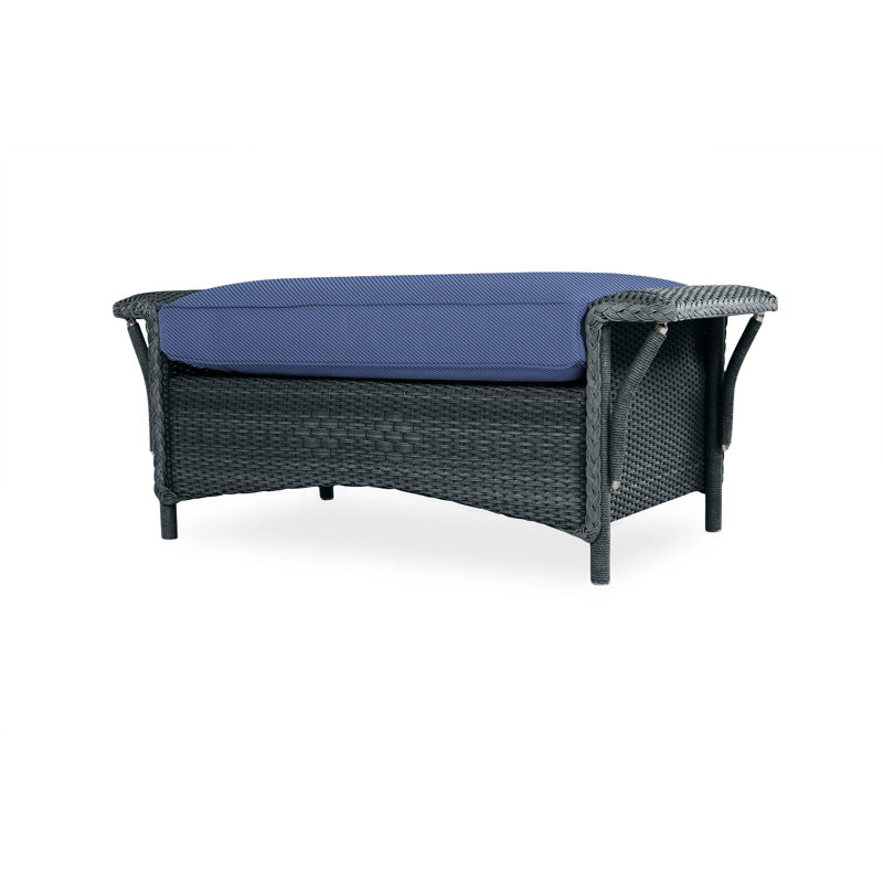 Nantucket Outdoor Ottoman, Flagship Lapis Sunbrella®, Linen