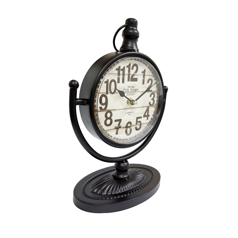 Traditional Analog Quartz Movement / Crystal Tabletop Clock in Brown