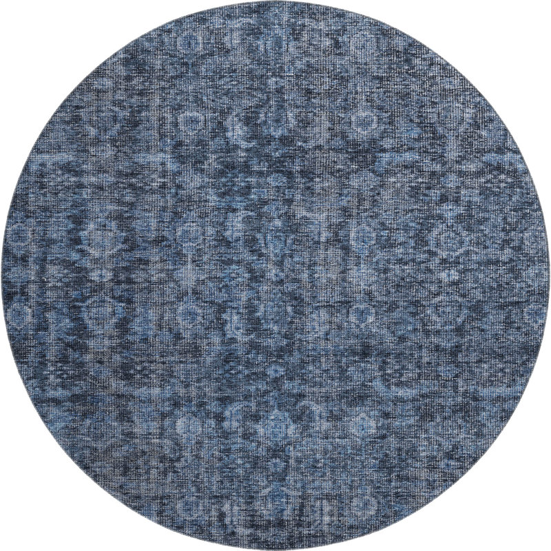 Premium Machine Washable Ducote AMF1145 Damask Rug, Round 8'