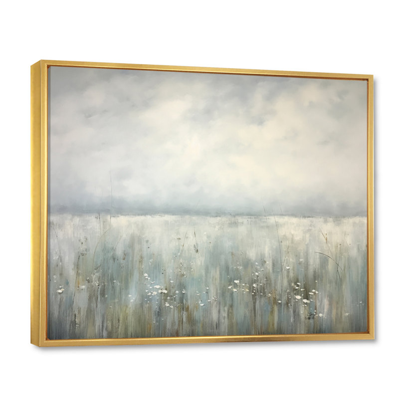 «Meadow Minimalisme Horizon I», impressions sur toile, Cadre flottant doré, H 24 po x l 32 po x P 1 po