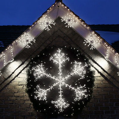 60"Pure White Sparkler Snowflake 1080 LED Lighted Window Décor