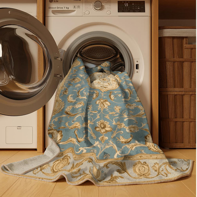 Tapis brun français lavable à la machine, Carré 5 pi