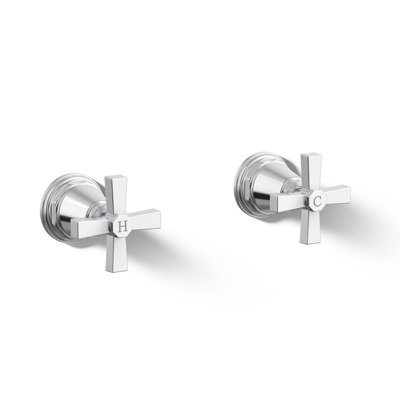 Ensemble de robinetterie Pinstripe Pure Ã  montage sur plancher pour baignoire, Ã  dÃ©bit Ã©levÃ©, avec poignÃ©es en croix ; poignÃ©es seulement, robinet non inclus