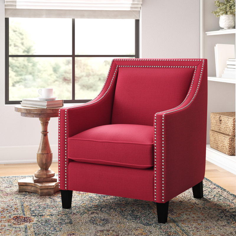 Damira Upholstered Armchair, Berry - Red