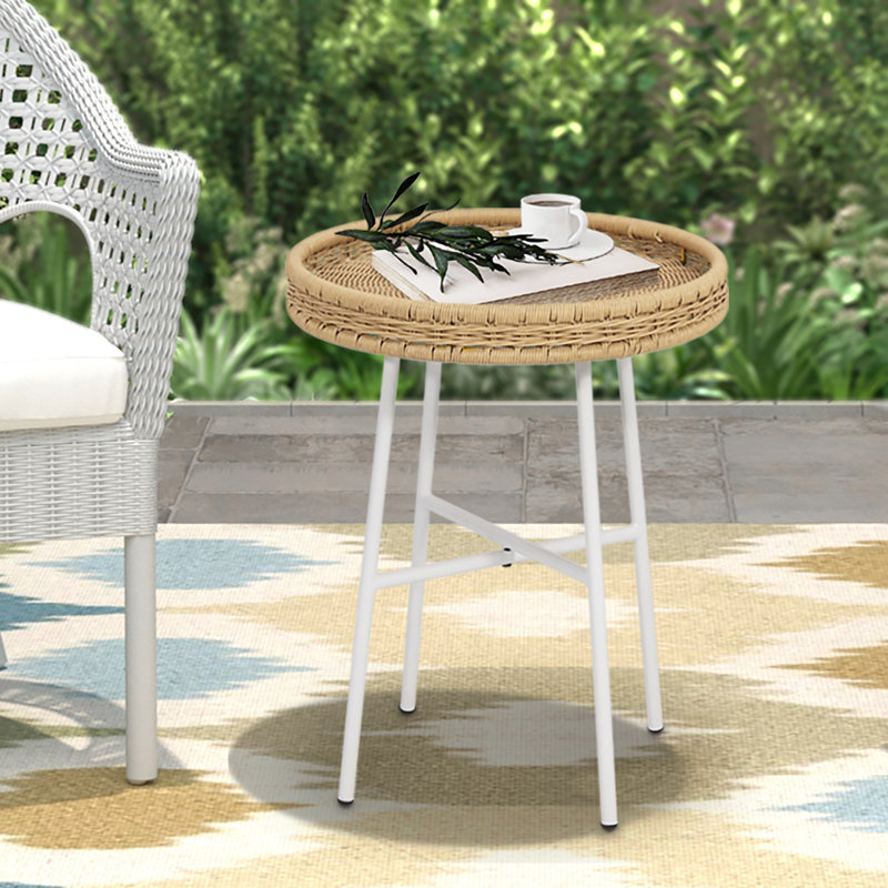 Fieldon Cross Legs End Table, Light Brown, White