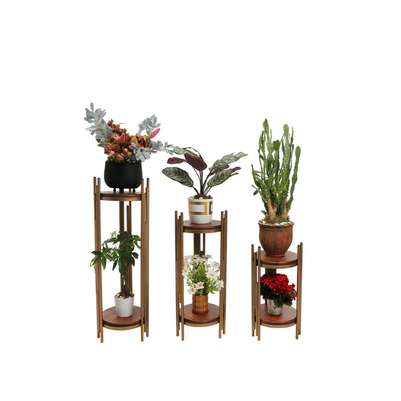 Brothwells Floor Shelf Side Table Set, Gold