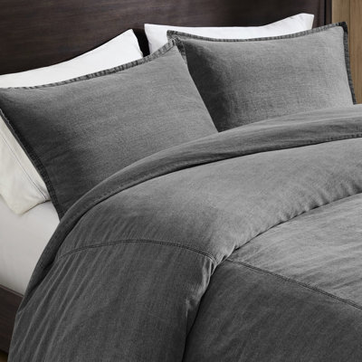 King/ King 3Pcs Duvet With 100% Cotton Twill Washed, Featuring Breathable Fabric, Stone - Washed Softness, Button Closure, And Versatile Decor Cotton, Providing Sleep, Design