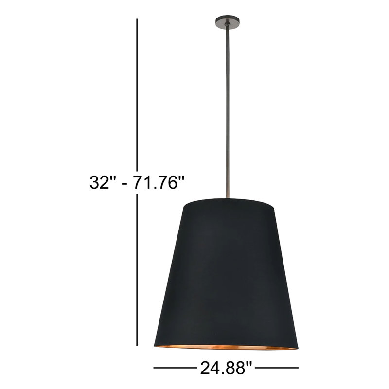 3 - Light Pendant, Black, 71.76" H x 24.88" W x 24.88" D, Black