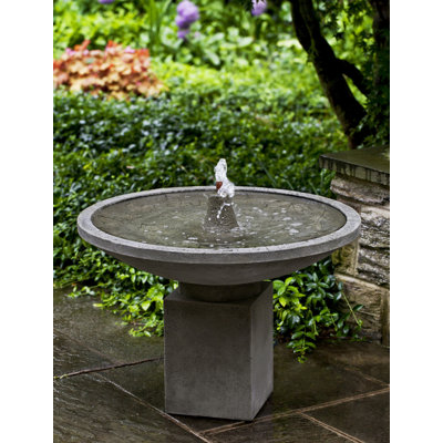 Autumn Handcrafted Outdoor Concrete / Cement Birdbath Fountain