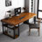 Yellowish brown Rectangular Solid Wood Executive Desk-308797407-308797405