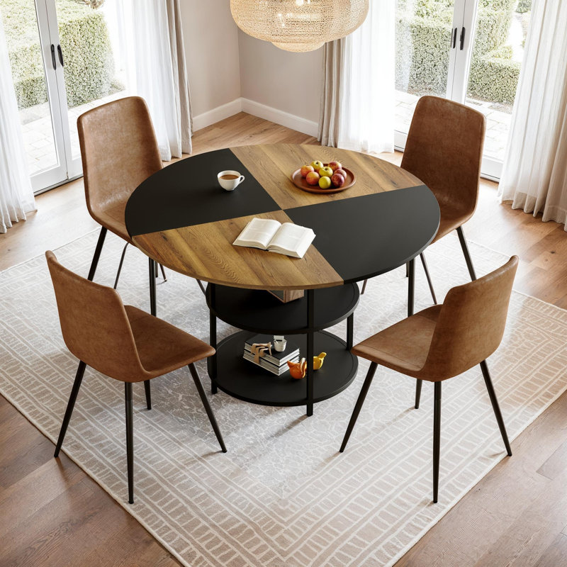 Ensemble de table de salle à manger épissé avec rangement double couche, ensemble de salle à manger élégant pour 4/6 personnes