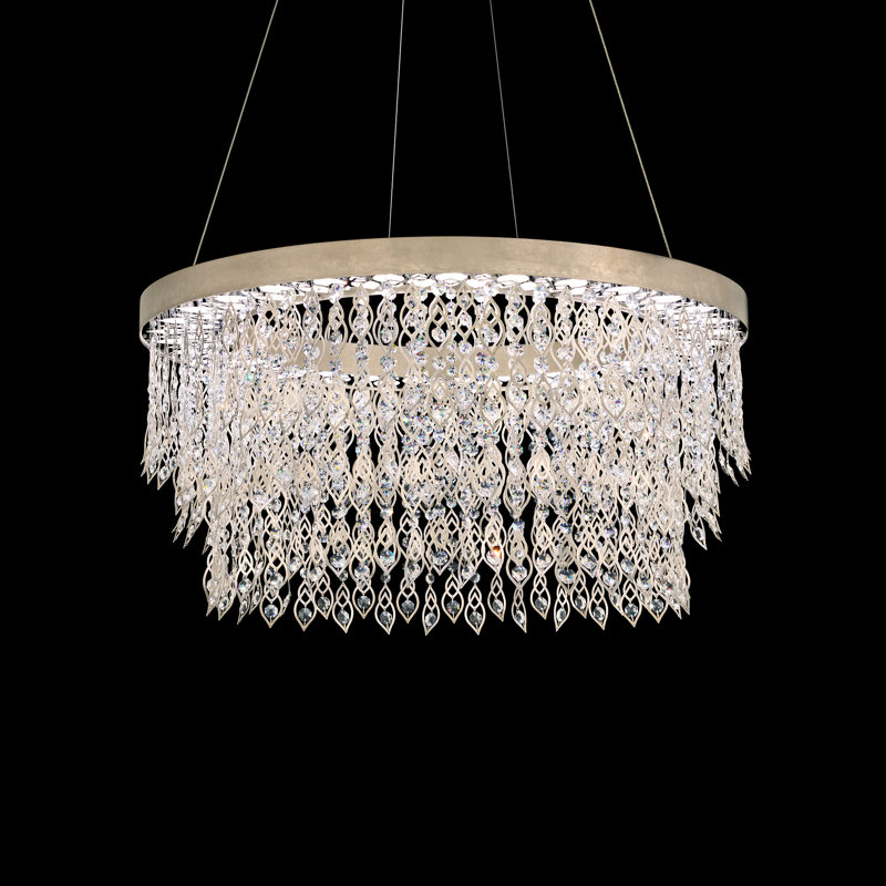 Pavona 1 Light Crystal LED Chandelier, Antique Silver