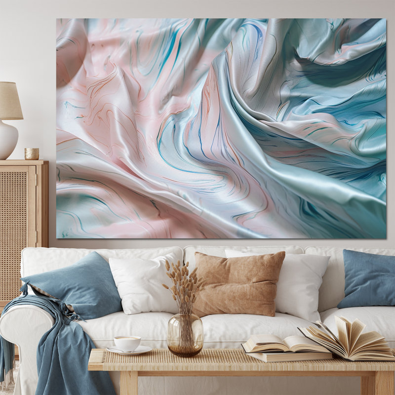 «Pink Blue Dancing Colors II», reproduction d'art sur toile abstraite en marbre