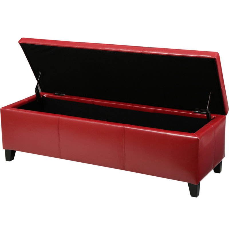 Red Storage In Pu Leather Texture - 50.14"W X 17.57"D 15.77"H, Stylish Addition Wood & Red, 15.77"H For Your Home, Red