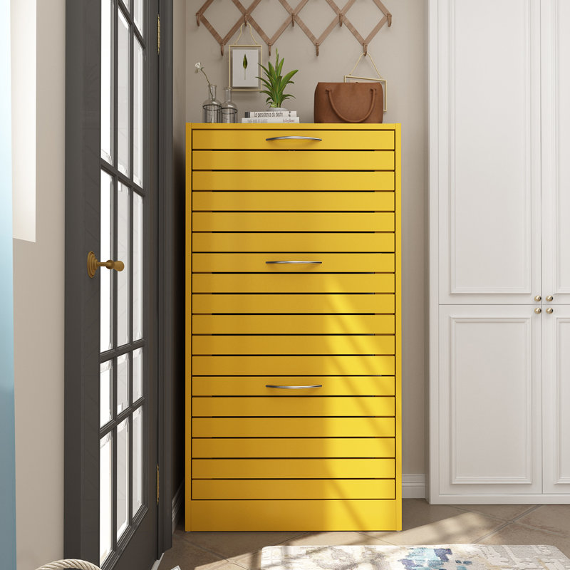 12 Pair Flip Down Shoe Storage, Yellow
