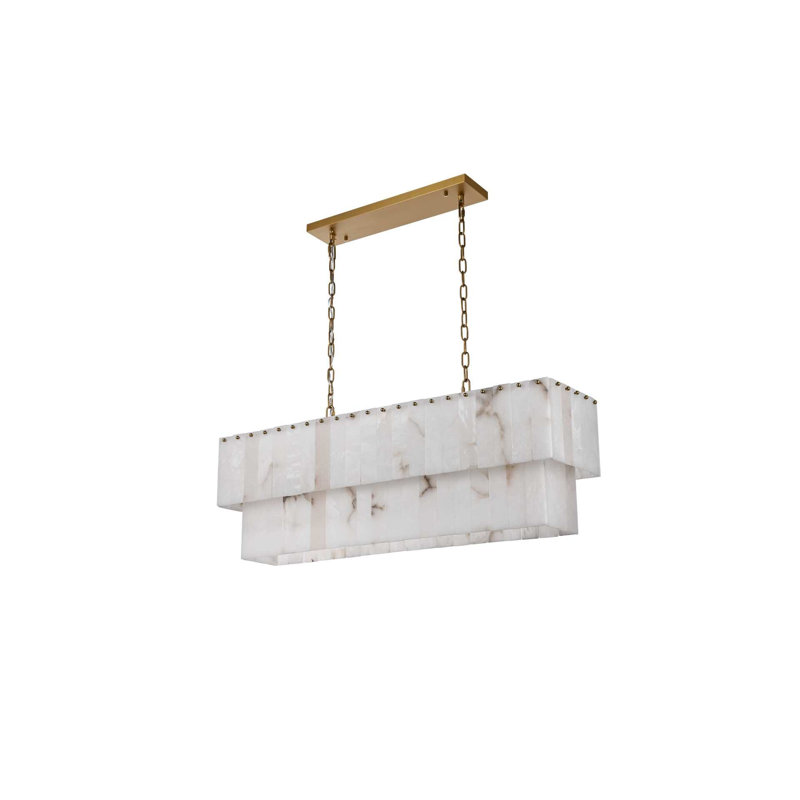 Lustre 42 po Isabellamarie, H 14 po x l 42 po x P 11 po, Or satiné, 17 lumières