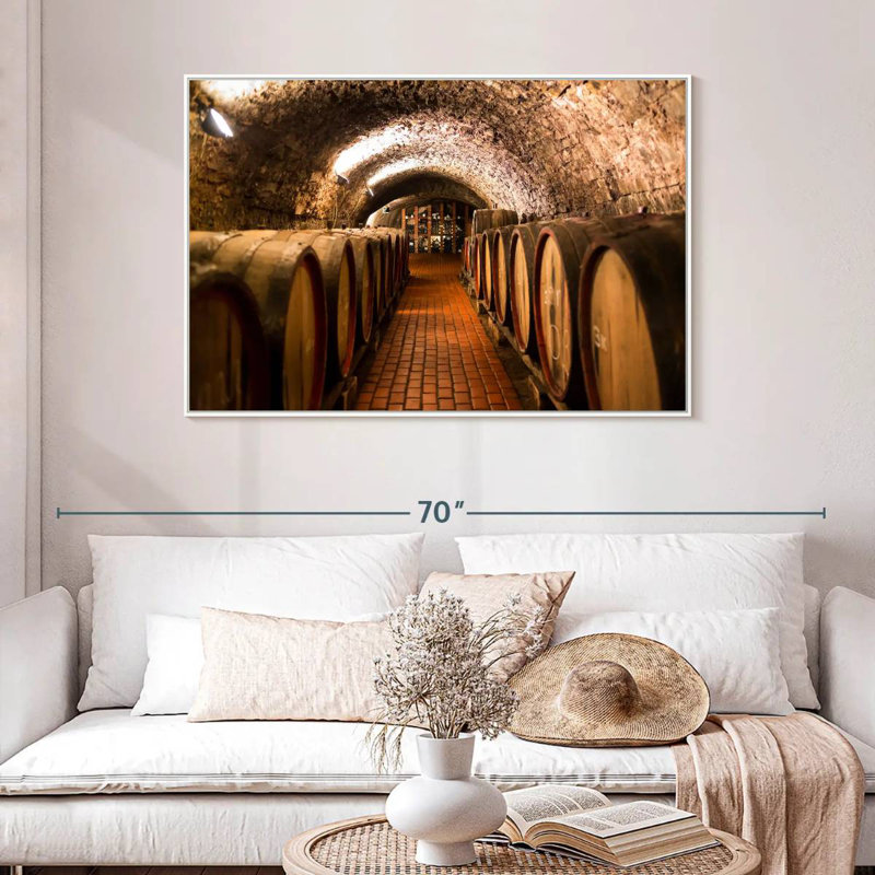 Barils de vin Winery, Cadre flottant blanc, 46 po x 31 po