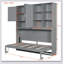 Lit escamotable mural avec armoire supérieure, tablettes, lit pliable peu encombrant avec lumière et USB-293862698