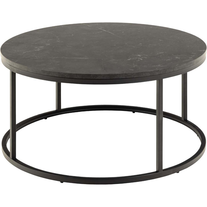 Luitgard Frame Coffee Table with Storage, Black marble