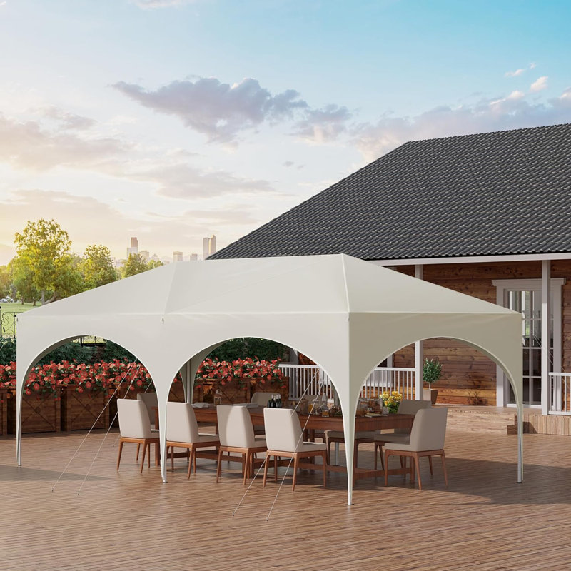 Breyawna 5.83 x 2.93m Metal Party Tent, Beige