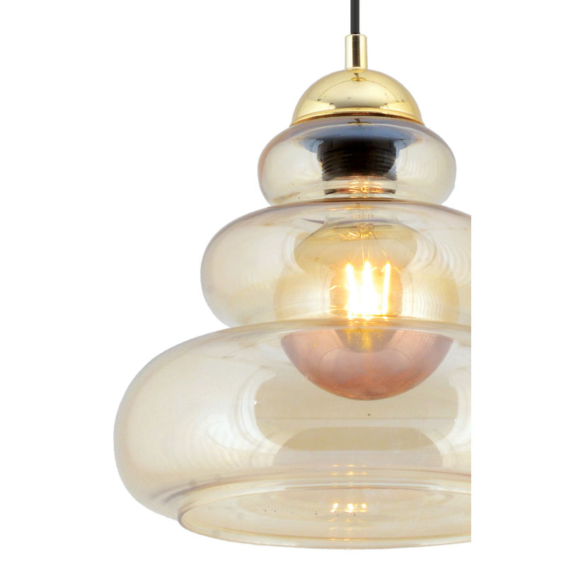 Elegant Color Chandelier, Plastic Body, Ø9 x 2.8 inches Base Plate, Ø9.8 x 9.4 inches Glass Cap | Adjustable Height 12.2 - 23.6 inches | E27 Socket Max 40W, Stylish Lighting for Home & Office Decor, IP20 Rated