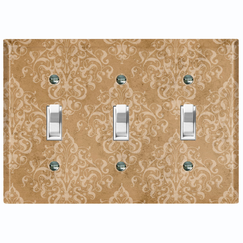 Patterned 3 - Gang Toggle Light Switch Standard Wall Plate, Brown