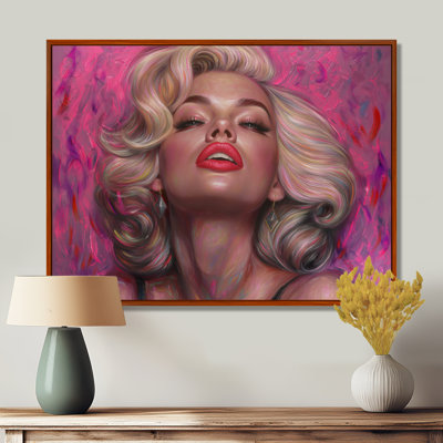 «Pink Marilyn Woman Pop Art Portrait», art mural sur toile mode femme
