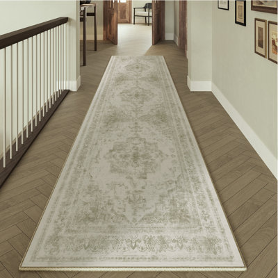 Elaine Machine Washable Oriental Area Rug with Non-Slip Backing