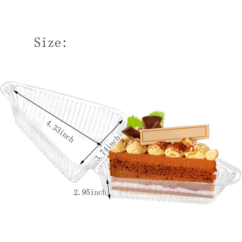 100 Pieces Cake Slice Plastic Containers, 5 Inches Hinged Lid Cheese cake Container