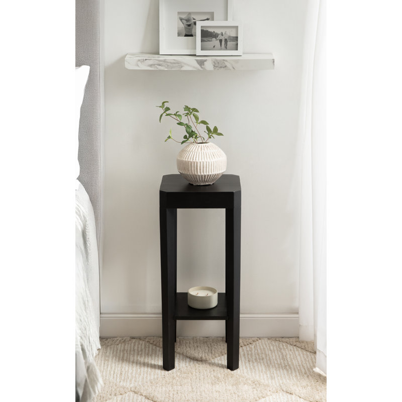 Table d'appoint en bois massif avec rangement Ardentown, Noir