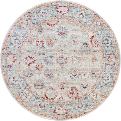 Ashaureah Kylee Traditional Ivory/Red/Blue Area Rug