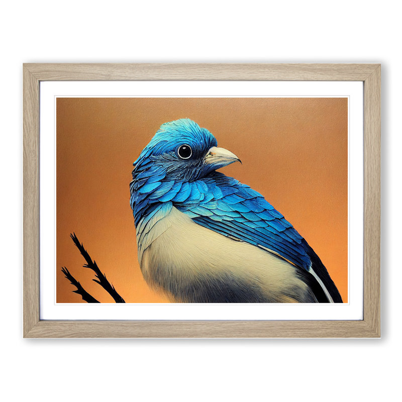 Breathtaking Bird - Single Picture Frame Print, 25cm H x 34cm W x 2cm D, Oak Framed