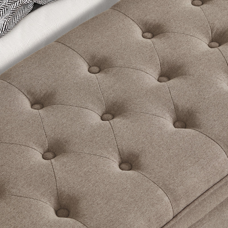 Arnika Polyester Upholstered Storage Bench, Linen