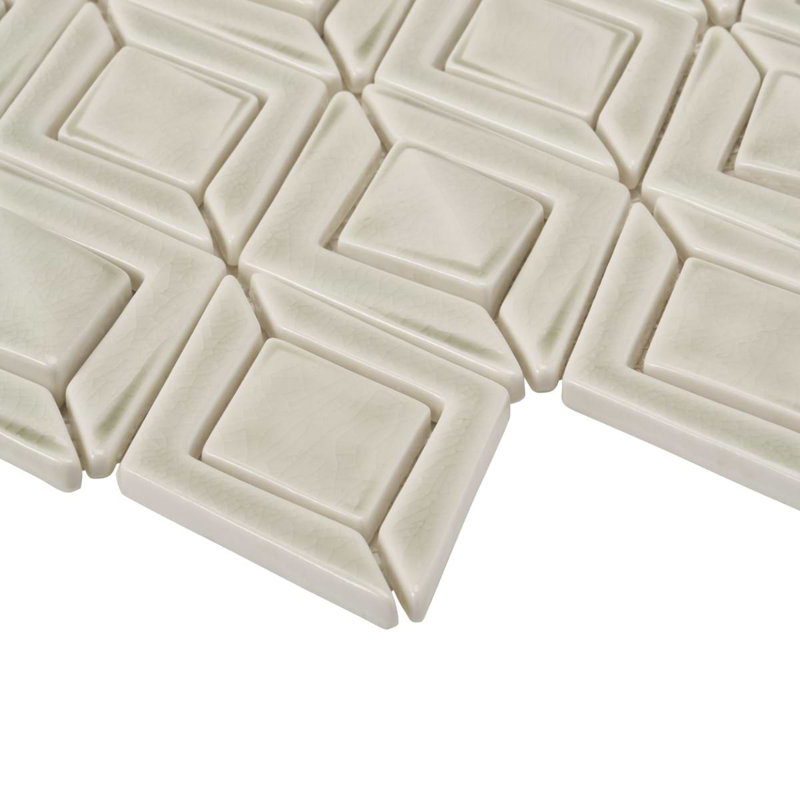 Nabi Jewel 3D Glossy Glass Mosaic Tile, Tundra Gray
