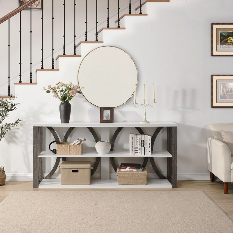 Console industrielle à 3 niveaux, 70,87 pouces, table d'entrée étroite, longue table de rangement avec entrée, salon, vestibule, couloir