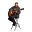 Foldable Guitar Stool With Padded Seat And Rear Mounted Guitar Hanger