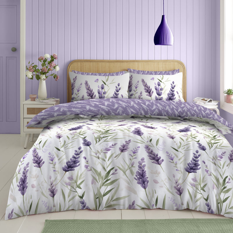 Cotton Blend Floral Duvet Cover with Pillowcases, King Duvet Cover  +  2 Standard Pillowcases