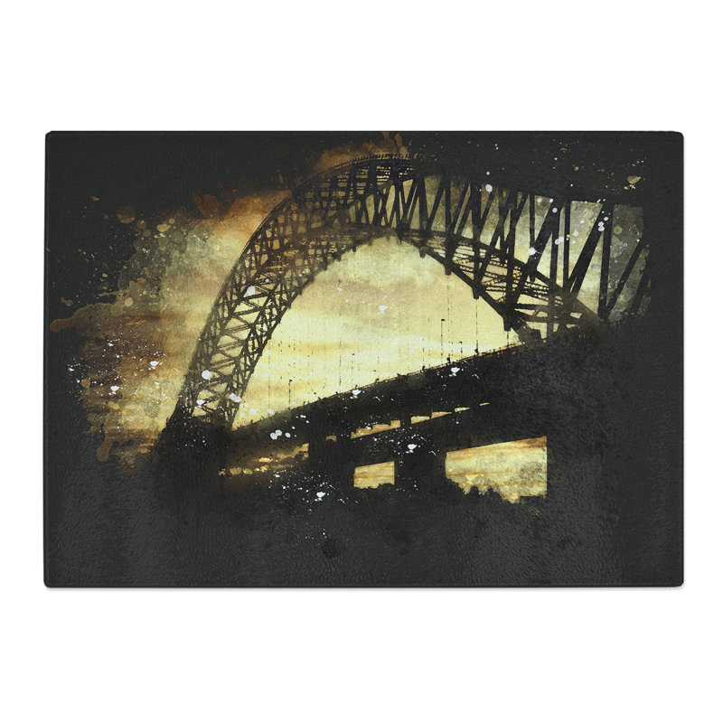 Silver Jubilee Bridge in Manchester Paint Splash Chopping Board, 28.5cm W x 39cm L