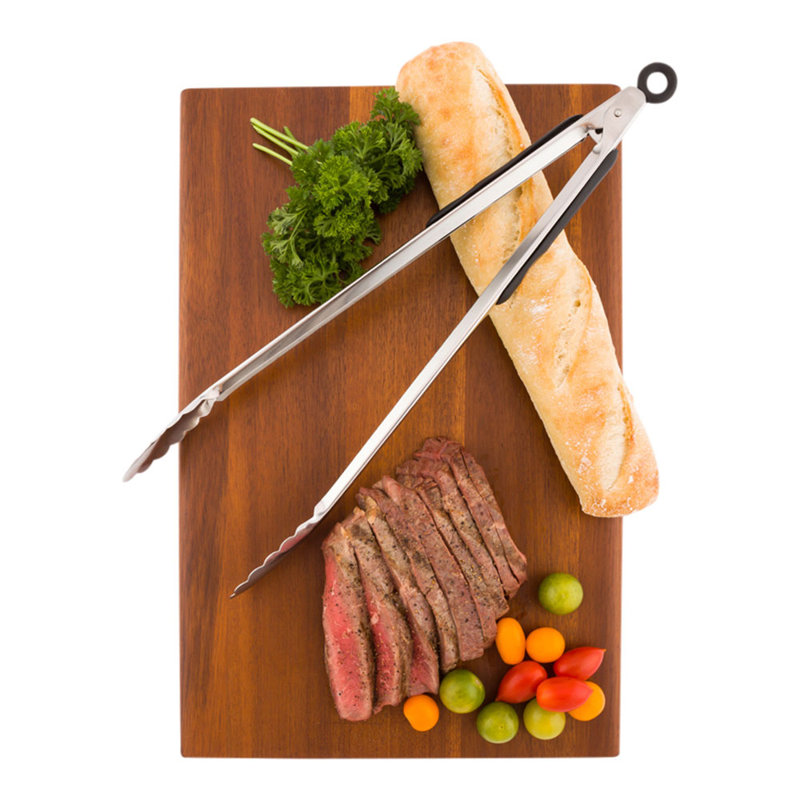 Pinces de cuisine 16 pouces x 3,5 pouces pour restaurantware-met lux, 1 avec pinces de service en caoutchouc antidérapantes, bords festonnés, pinces en acier inoxydable argenté pour la cuisson