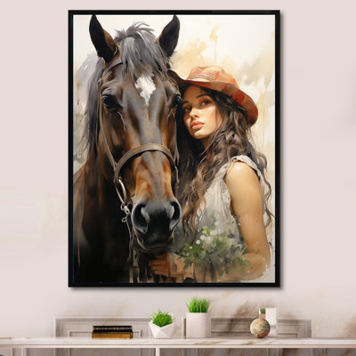 Asen Cowgirl and Horse Bond sur toile
