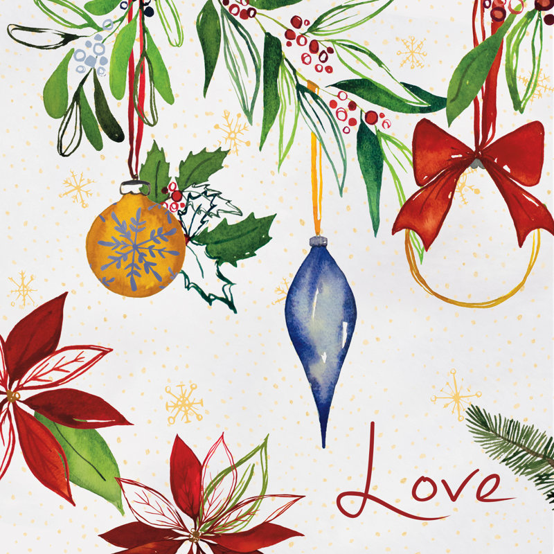 Watercolour Christmas II - Wrapped Canvas Painting, 30cm H x 30cm W